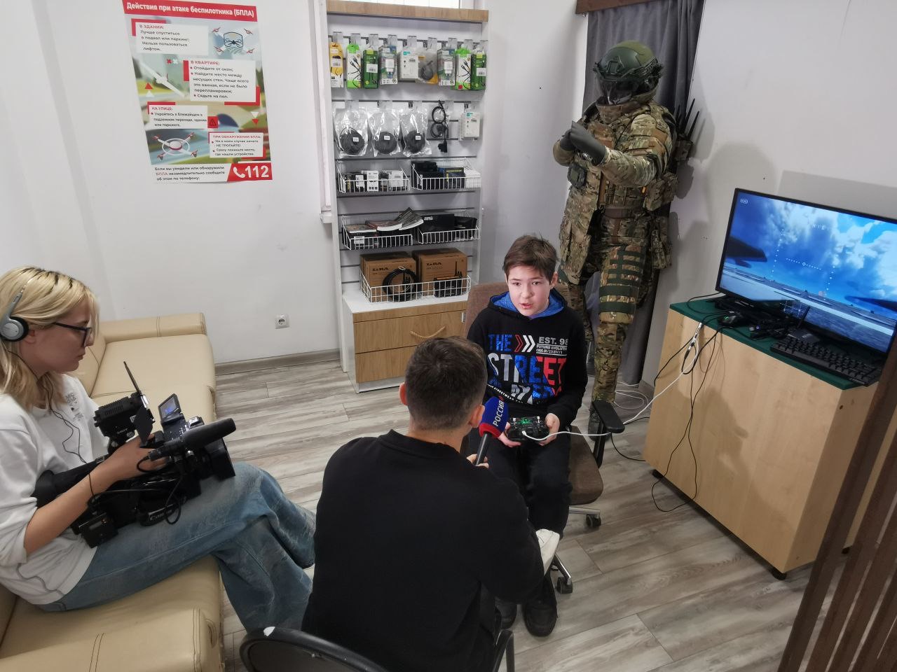 Съёмка интервью у симулятора FPV